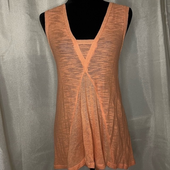 Free people crocheted and knit sleeveless top dreamsicle small - Picture 3 of 10